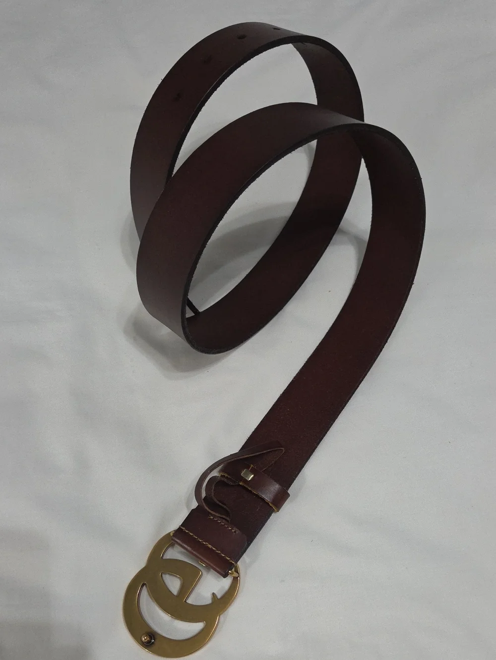 Gucci Brown Leather Belt with Gold Double G Buckle